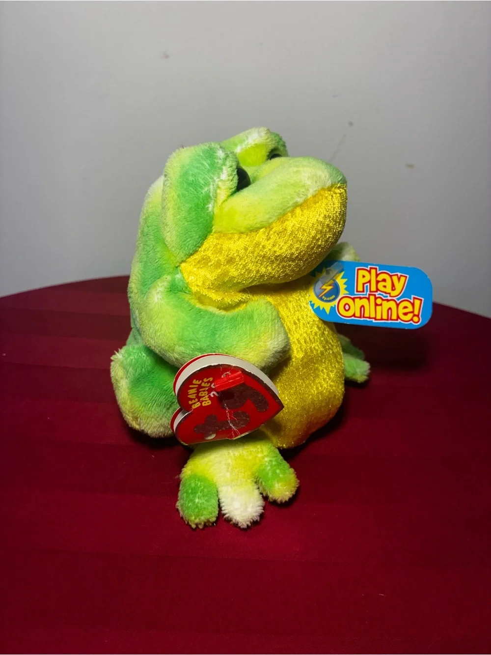 Ty Beanie Babies “Play Online!” Frog Plush w/ Tags Green Yellow Sparkle Belly - Picture 3 of 9